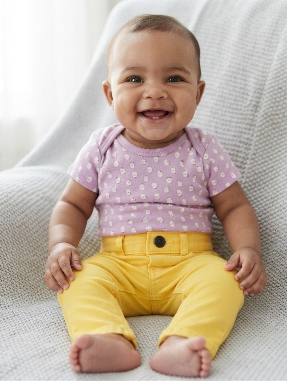 Carter's 3M Purple Onesie and Yellow Pants Set - 3 Months